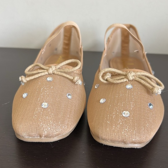 Lulus Miliah Light Nude Mesh Rhinestone Ballet Flats Sz 10 NEW - Picture 4 of 10